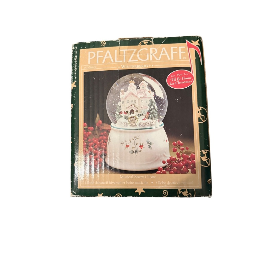 Pfalzgraff Winterberry Musical Snow Globe I'll Be Home For Christmas-For Parts